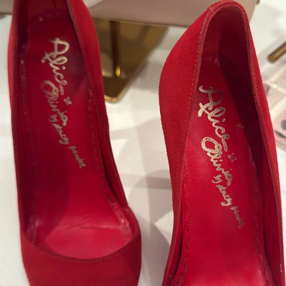 Alice & Olivia Red Women's Heels Size 37 - Picture 2 of 6